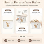 Bunny Storage Basket for Nursery – Large 15"x11" Cotton Rope Bin with Soft Embroidered Bunny Patch – Toy Organizer, Baby Laundry Hamper, Blanket & Diaper Holder – Foldable, Washable & Baby-Safe - color: Bunny