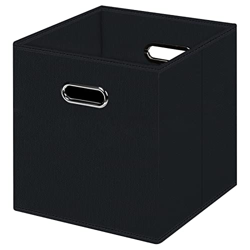 Black Foldable Storage Cubes Bins , Fabric Storage Box Cubes Organizer Baskets with Dual Handles for Home Organizer (Black) - color: Black, size: 1 Pack