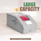 Hat Organizer for Baseball Caps, 2 Pack Stackable Hat Storage Boxes with Clear Window, Holds up to 28 Caps, Foldable Hat Organizer for Closet & Shelf, Grey