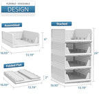 Sorbus 4 Pack Folding Closet Shelf Organizer for Clothes, Versatile Stackable Storage Baskets for Closet, Bathroom, Kitchen and Garage with Easy Access Open Front Design, Plastic Organizer Shelves - size: 4 Small