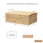 Handmade Water Hyacinth Woven Storage Basket with Lid, Multi - Functional Wicker Organizing Baskets (Small) - size: Small (Single)