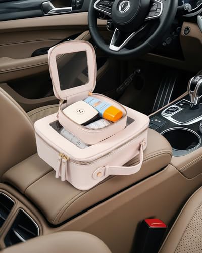 LETGO Clear Makeup Bags Set - TSA Approved Toiletry Bag with Handle Large Opening, Clear Toiletry Bags Case Pouch for Traveling Travel Car Orangizer Storage Essentials(Mini+Large Beige) - color: 0-Large+Mini-Beige