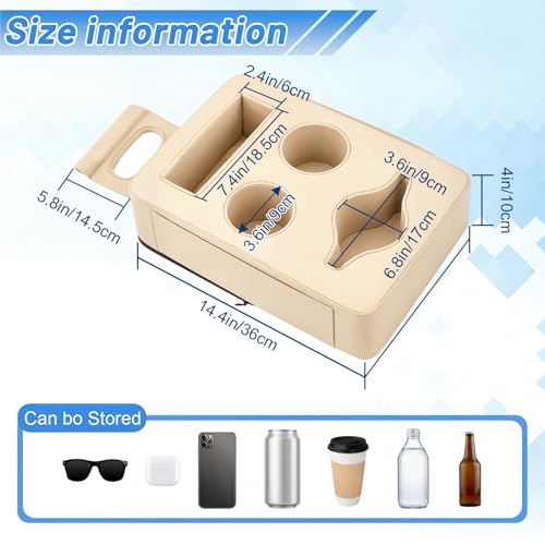 BBTO Pontoon Cup Holder, Boat Seat Cup Holder Sofa Organizer with Side Pockets Anti-Slip PU Leather Portable Three Drink Beverage Holders for Pontoon Boat Sofa Rv Couch Car Back Seat