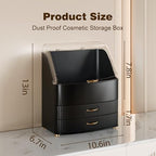 Makeup Organizer Countertop Vanity with Transparent Lid Drawers Waterproof Dustproof Cosmetic Skincare Bathroom Storage Gift for Women Teens Girls (Black) - color: Black