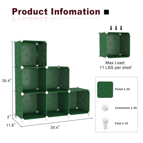 UNKU Cube Storage Organizer, 6 Cube Closet Organizer Storage Shelves, DIY Stackable Bookcase, Clothes Organizer Shelf for Closet, Bedroom, Living Room, Cabinet, Home, Office, Green - color: Red, size: 6cube