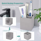 Diatomite Toothbrush Holders for Bathrooms, Electric Toothbrush and Toothpaste Holder 3 Slots Tooth Brush Organizer for Bathroom Countertop, Shower, Vanity - Dark Gray - color: Dark Gray