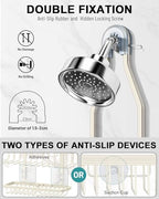 Shower Caddy Hanging - Never Rust Shower Hanging Organizer - Aluminum Over the ShowerHead Caddy with Soap Basket and 6 Hooks for Razor/Sponge (Milky White) - color: Milky White