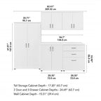 Bush Business Furniture Universal 5 Piece Modular Closet Storage Set with Floor and Wall Cabinets, White, (CLS003WH) - color: White