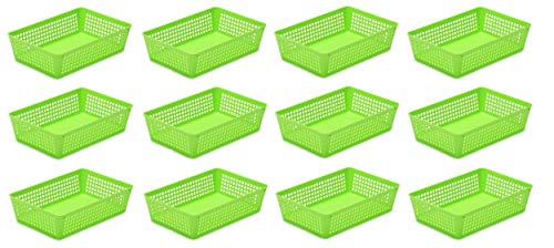 YBM HOME 12-Pack Plastic Storage Baskets Bins for Home Junk Drawer, Shelves, and Office Organization, Functional Trays/Containers Great for Kitchen Pantry, Cabinets, Bedrooms, and Bathrooms, Green - color: Green, size: 12