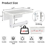 Gypie Toilet Paper Holder with Natural Marble Shelf, 304 Stainless Steel Screw Wall Mounted, Tissue Roll Paper Holder Dispenser for Bathroom Washroom White - color: White, size: 1 Roll