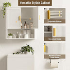 INNOD Bathroom Wall Cabinet, Wall-Mounted Medicine Cabinet with Adjustable Wood Shelf & Doors, Floating Bathroom Cabinet Over Toilet for Laundry Room & Kitchen & Living Room (White) - color: White
