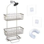 YeeBeny Bathroom Shower Caddy Connector with 2pcs Adhesive Sticker, Simple Household Items, Hook Mount for Shower Caddy Basket Bathroom Shelf Compatible with Zenna Home, GeekDigg, Decobros