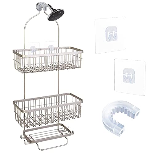 YeeBeny Bathroom Shower Caddy Connector with 2pcs Adhesive Sticker, Simple Household Items, Hook Mount for Shower Caddy Basket Bathroom Shelf Compatible with Zenna Home, GeekDigg, Decobros