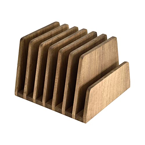 KIRIGEN Wood File Mail Organizer 7 Slots File Paper Holder Desktop Wood Document Letter Holder Organizer for Home Office Brown (7KWJJ-DBR) - color: Dark Brown, size: 7 Slots