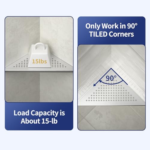 Corner Shower Shelf 2 Pack, 304 Stainless Steel Grout in Shelves for Bathroom, 10'' Recessed Shelf Rack for Tiled Wall (10'', Silver) - color: Silver, size: 10''