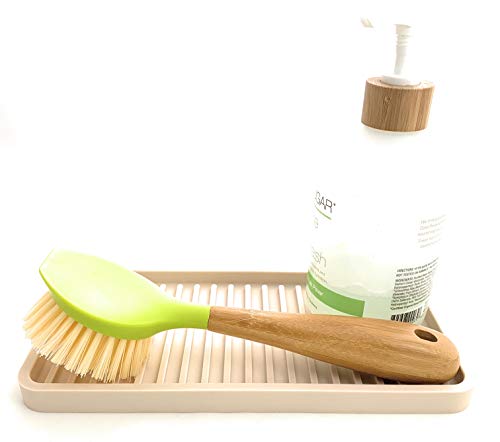 Happitasa Silicone Kitchen Sink Organizer Tray, Sponge Holder and Countertop Protector | Bathroom and Kitchen Soap Dish and Dispenser Tray (Sand Dollar, 10"x5.25") - color: Sand Dollar, size: 10"x5.25"