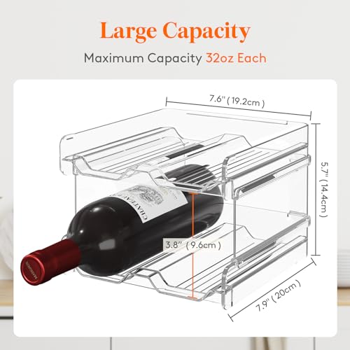 Lifewit Plastic Stackable Wine Rack for refrigerator, Cabinet, Countertop,Wine Bottle Holder, Water Bottle Organizer for Fridge, Pantry, Hold 12 Bottles - color: Clear, size: 12-bottle