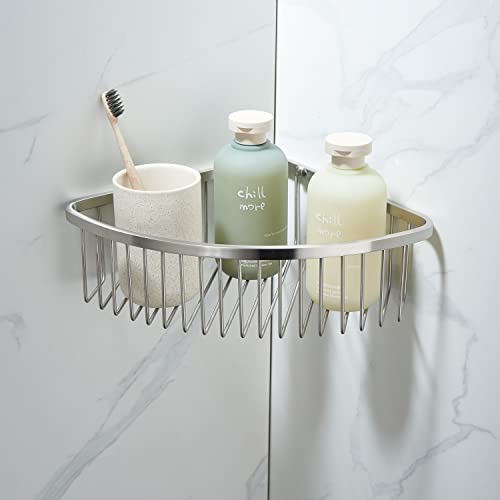 Bathroom Shower Caddy Corner Shelf Basket, Ultra Sturdy Rust-Proof Stainless Steel Shelf Organizer Shampoo Holder, Wall Mounted Storage Rack for Bathroom Kitchen, Brushed Nickel - color: Nickel, size: 90° Corner (1 Pack)