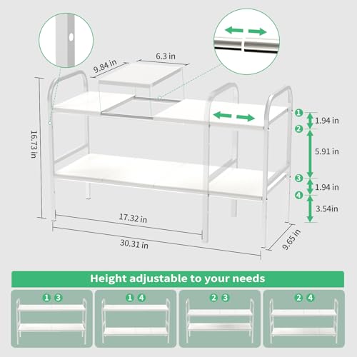 Expandable 2-Tier Under Sink Organizer, 8 Removable Plastic Boards, Tool-Free Installation (White, 2-Tier 8 Boards) - color: White, size: 2-TIER 8 Boards