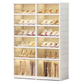 EHAMILY 6 Tier Foldable Shoe Rack Organizer for Closet 12-24Pairs Plastic Collapsible Shoe Shelf for front door entrance Stackable Clear Folding Shoes Storage Boxes XLarge Shoe Cabinet - size: 6 Tiers 24 Pairs