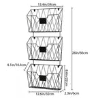 YBING Wall File Organizer for Office Hanging Wall File Holder and Basket Set of 3 Hanging File Rack with Hooks Metal Wall Storage for Office Living Room Black