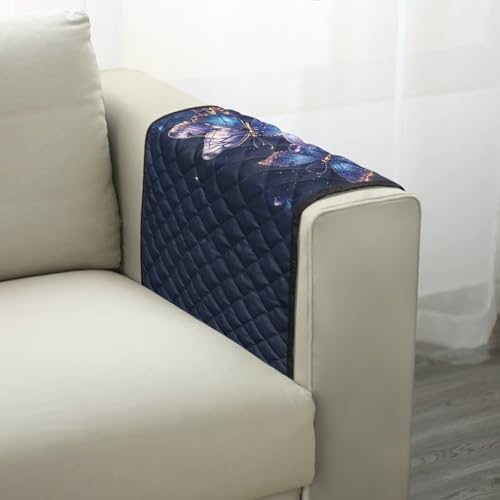 Lily Butterfly Glitter Print Couch Arm Covers Stain Resistant Sofa Arm Cover with Side Storage Pocket Anti-Scratch Arm Rest Covers for Recliner, Chair, Sofa - color: Lily Butterfly Glitter