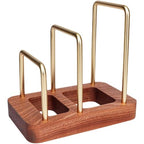 Chopping Board Rack with Wood Base Multi Layer Lid Holder Baking Pan Storage Organiser Cabinet Accessory for Home Kitchen - size: 16.6*10*15.4cm