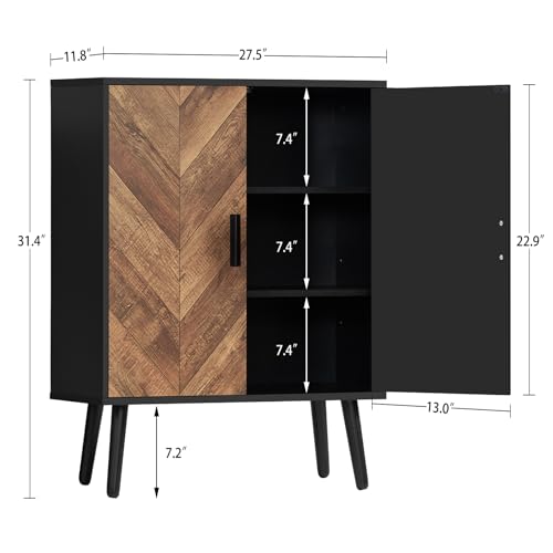 Iwell Storage Cabinet with 2 Shelves & Doors, Sideboard Buffet Cabinet with Storage, Entryway Cabinets, Accent Cabinets for Living Room, Dining Room, Entryway, Black - color: Black, 2 Doors