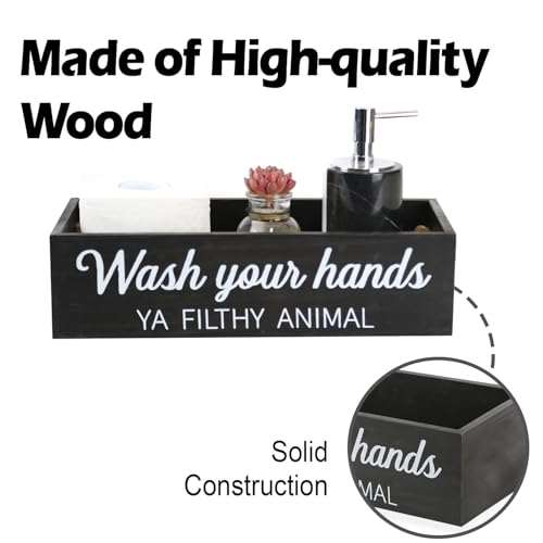 Bathroom Decor Box, Toilet Paper Basket 2 Sides Signs Farmhouse Bathroom Toilet Basket Tank Topper Rustic Farmhouse Home Decor for Livingroom Kitchen（One Black Box） - color: Black