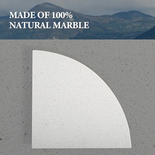 Koville Natural Marble Corner Shower Shelf for Bathroom, 10'' Polished Marble Corner Shelves, Wall Mounted Stone Corner Shower Caddy, No Drilling Adhesive Shelf - White Cliff (No Glue Included) - color: White Cliff, size: 1-Layer
