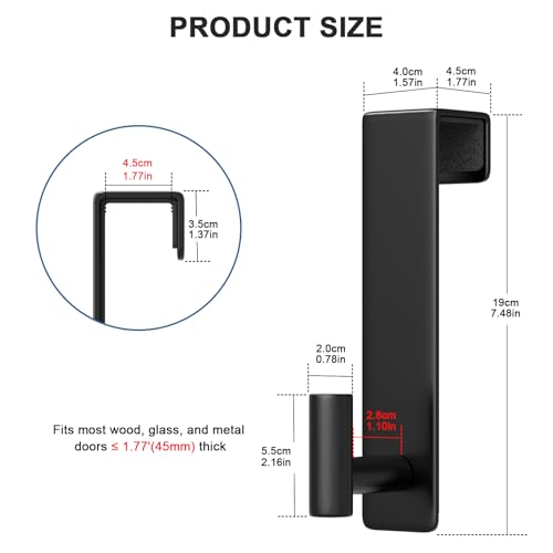 HUFEEOH Over The Door Hooks 2-Pack, Heavy Stainless Steel Coat & Towel Rack, No Drilling Scratch-Free Over Door Hanger Dorm Essentials Bathroom Accessories, Fits 1-3/4" Doors (Black) (T Shape) - color: Black, size: Fits 1-3/4" Thick Door - "T" Shape 2 Pac