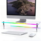 Acrylic Monitor Stand with WRGB Lights, Music Sync Clear Desk Riser with App & Button Control, Off Desktop Shelf for Gaming Setup and Home Office, Computer, Laptop, Printer, 23.6 Inch