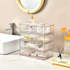 3 Pack Stackable Makeup Organizer, 12.1''L Acrylic Bathroom Organizer and Storage Undersink Drawer, Cosmetics and Beauty Supplies,Clear Plastic Storage Bins for Vanity,Pantry,Desk,Cabinet,Kitchen - style: 3pack Wide