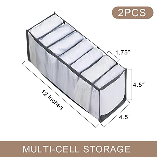 Cosmos 2 Pcs Clothes Organizer Foldable Wardrobe Clothes Drawer Organizers Breathable Mesh Clothing Organizer Box for Socks, Underwear, Ties, Panties (Small - 7 Grids for Socks) - size: Small - 7 Grids for Socks