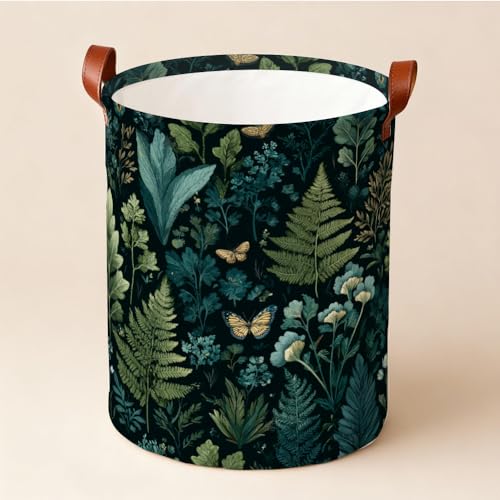 Dark Botanical Laundry Basket Funky Collapsible Laundry Baskets Oxford Cloth Bin Laundry Hamper Colorful Laundry Basket Spring Decor 15.75x15.75x19.7" - color: Colorful593