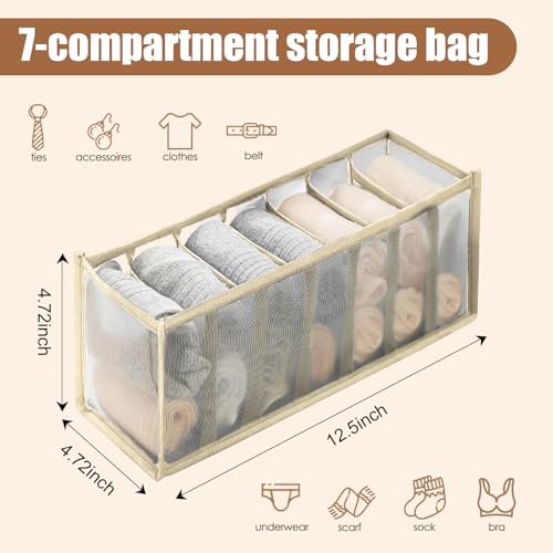 1 Pcs Underwear Storage Box Drawer Underwear Organizer Lingerie Organizer Compartment Storage Box for Wardrobe Drawer Use(Off White) - color: Off White-1pc