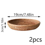 2pcs Small Round Rattan Woven Keys Basket,7.5" Rattan Wicker Round Bowls for Organizing Keys Cell Phone and Table Accessory,Tabletop Fruit Serving Baskets for Nuts Cracker Candy - size: 7.5"*2