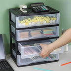 BYCY Medium 4 Drawer Clear Stacking Desktop Organizer for Office Supplies,Stackable Storage Drawers Plastic Storage Bins For Kitchen Cabinets, Pantry, Home Organization (Black, Medium 4Drawer) - size: Medium 4Drawer