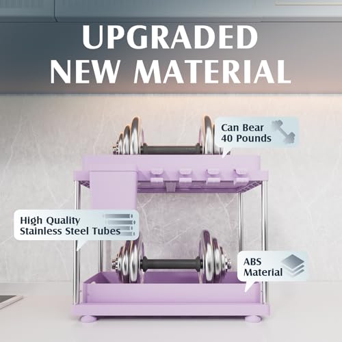 VERIFOST Under Sink Organizer - 2 Pack Adjustable Height, 2 Tier Organizers for Bathroom & Kitchen Sink, Purple - color: Purple