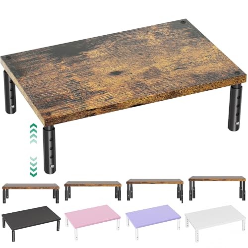 OPNICE Wood Computer Monitor Stand Riser for Desk, Adjustable Desk Organizers and Accessories, Printer & Laptop Stand, Office Desk Accessories & Workspace Organizer for Home Office Supplies, Brown - color: Brown Wood