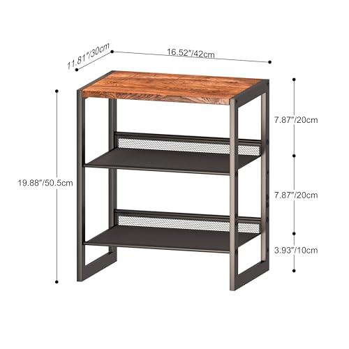 CHEMPFR Narrow 3-Tier Shoe Rack, Slim Space-Saving Shelf with Decorative Wood Top & Steel Mesh, Entryway/Closet/Dorm Organizer, 16.5x11.8x19.8 Inches - size: 3 Tier (16.5″x11.8″x19.8″)