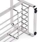 HULISEN Kitchen Sink Sponge Holder, 304 Stainless Steel Kitchen Soap Dispenser Caddy Organizer, Countertop Soap Dish Rack Drainer with Removable Drain Tray, not Including Dispenser and Brush - color: Silver, size: Medium