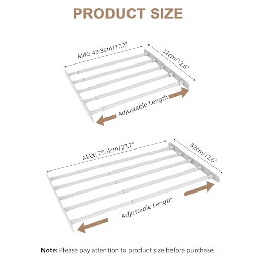 VanlonPro Expandable Closet Shelf Wall-Mounted Metal Storage Rack Adjustable Closet Rod DIY Divider Separator Space Saving for Cabinet Wardrobe Cupboard Kitchen Pantry Cupboard, 17.2-27.7 Inches - size: 43.8-70.4cm/17.2-27.7inches
