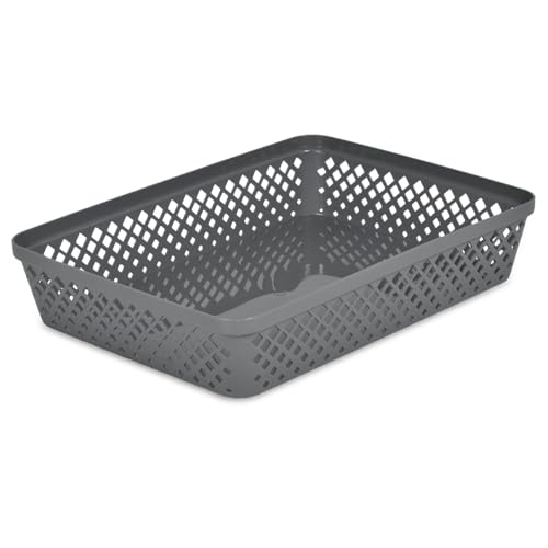 Glad Plastic Storage Basket Set - Multipurpose Drawer Trays, Kitchen Pantry Containers, and Bathroom Bins - 3 Pack Large Organizers, Grey - color: Grey, size: Large