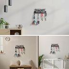 Key Holder Wall Mounted with Screws and Anchors, Black Multifunctional Key Hanger with 10 Hooks, Entryway Front Door Kitchen Hallway Garage Office - color: Home-2 Black