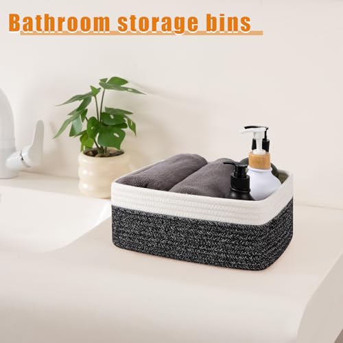 OIAHOMY 4 Pack Storage Baskets for Organizing, Small Bins for Shelves, Cute Decorative Storage Bins, Organizer Baskets for Gifts Empty, 11.8''Lx7.8''Wx4.7''H, Black/White - color: Black/White, size: 11.8"*7.8"*4.7"