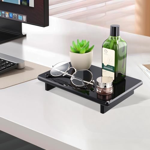 Acrylic Soap Dish Tray for Kitchen Sink and Bathroom Counter, Black Soap Holder for Sponge Perfume Candles Plants, 9 x 5.9x1.5 Inch - size: Black-Large-9 x 5.9 x 1.5 inch
