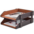 Leather Desk Organizer,2-Tier Stackable Letter Tray Holder,Office Supplies Desktop Storage Box for Document,Stationery,Magazines,Newspapers,Letters and Other Home Office Paper Sundries,Coffee - color: Coffee