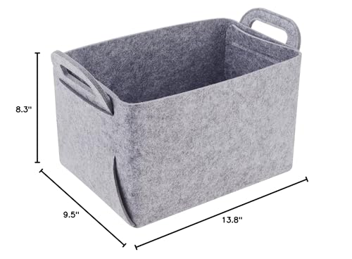 Storage Basket Felt Storage Bin Collapsible& Convenient Box Organizer with Carry Handles for Office Bedroom Closet Babies Nursery Toys Laundry (Light grey, 13.8inch（L）×9.5inch（W）×8.3inch（H）) - color: Light grey, size: 13.8inch（L）×9.5inch（W）×8.3inch（H）