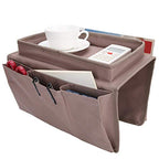 Sofa Armrest Organizer Caddy, 4 Pockets Couch Armchair Caddy TV Remote Control Holder Armchair Couch Bag with Cup Holder Tray for Snacks Glasses Smartphone Magazines(11.8x7.1x7.1in-Brown)